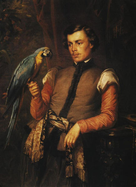 antonio-m:  Nobleman with a Parrot by Jozef Simmler. 1859 
