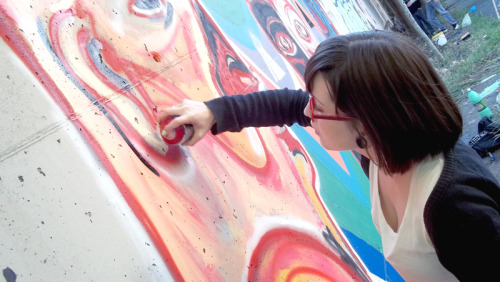 Debora painting on the wall!! @ Niggaz Graffiti meeting