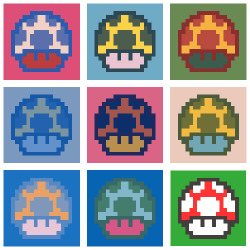 theawkwardgamer:  8bit Mushrooms // Artist: jotun