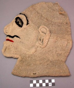 mytippetonlytulle:  Knitted pull-over mask, Peru. Wool (or alpaca?) 