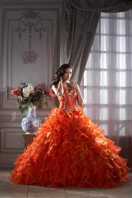 Mexican red quinceanera dress