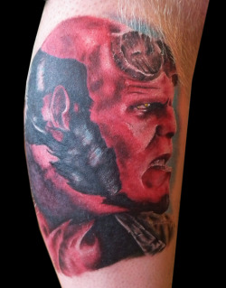 jcroketattoo:  HellBoy portrait i did today. Yeah Roy! :) 