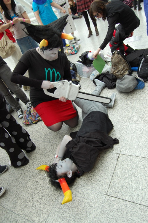 mcmstuck:The infamous chainsaw scene!gfdshsjkah omg that tavros was the sweetest tavros ever.