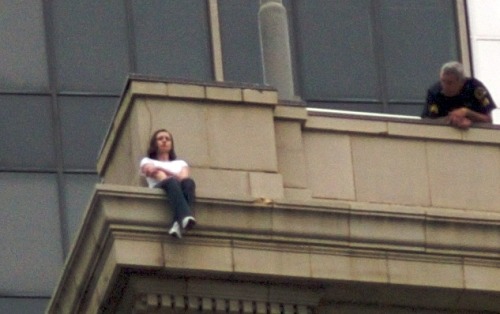 zen-shit:  intoxifaded:  prozac-nation14:  Sometimes you just have to sit on the edge of the building and re-evaluate life  *all the time  my fave fave fave fave photo of all tiime 