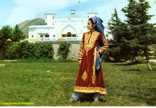 Photo from a 1973 Ariana Afghan Airlines calendar: “Local dress of Kandahar.” [image source]