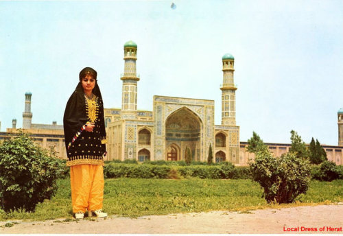 Image from a 1973 Ariana Afghan Airlines calendar: “Local dress of Herat.” [image source]