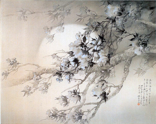 iamjapanese: Keigetsu Matsubayashi（松林桂月 Japanese, 1876-1963） Shunsho-Kaei 2　春宵花影図 2  1939