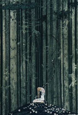 bansheechild:  At Rest in the Dark Wood Kay Nielsen Illustration from East of the Sun West of the Moon “She came to rest at a green place in the dark woods”  My sanctuary, where I understand myself