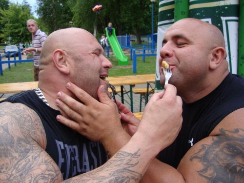 gmcboot:  Brute’s Gotta Eat Too  I&rsquo;m in love Big guys sooooo tough but soooo soft