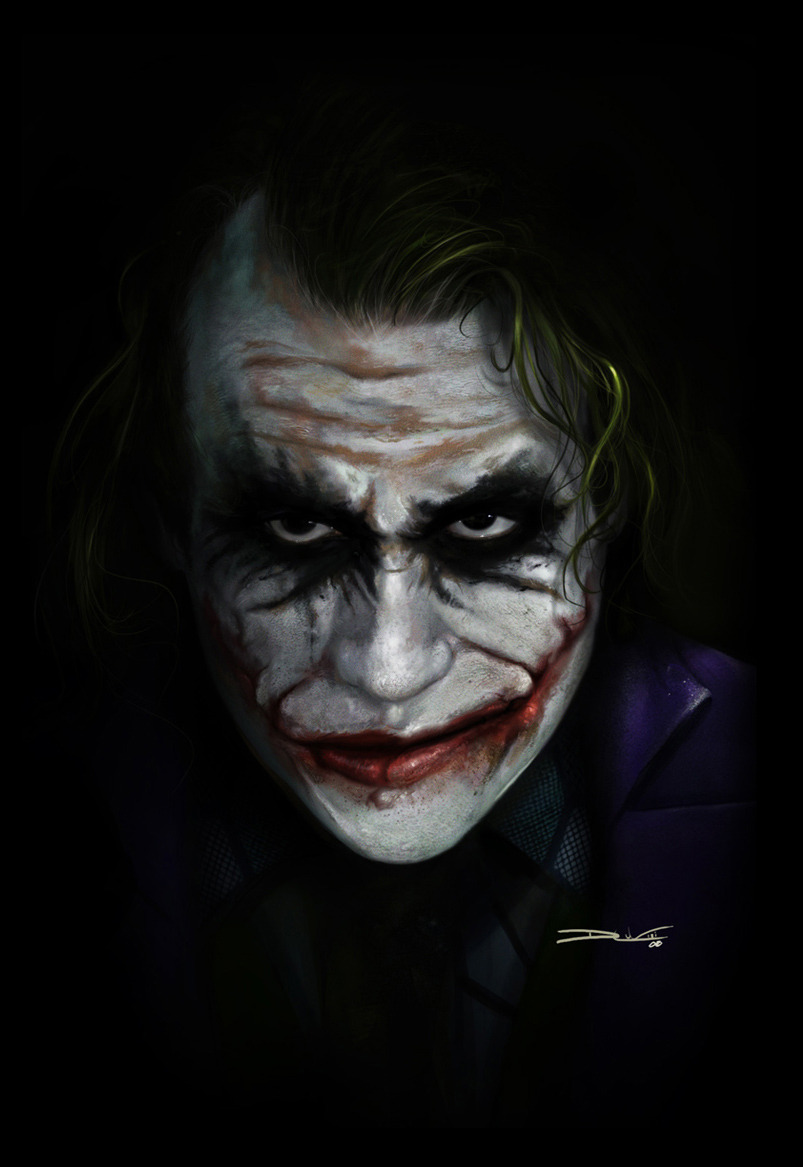 comicsforever:  The Dark Knight: The Joker // painted artwork by Dan Luvisi (`adonihs,2008)