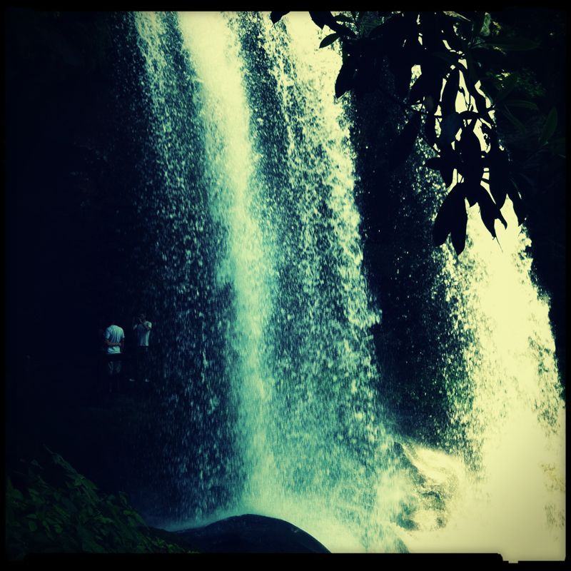 Dry Falls again. You can walk underneath them to the other side. It’s quite slippery and our son didn’t care for the noise.