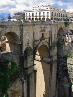   | ♕ |  Bridge over Ronda Gorge, Spain  | by spotcoolstuff | via ysvoice  
