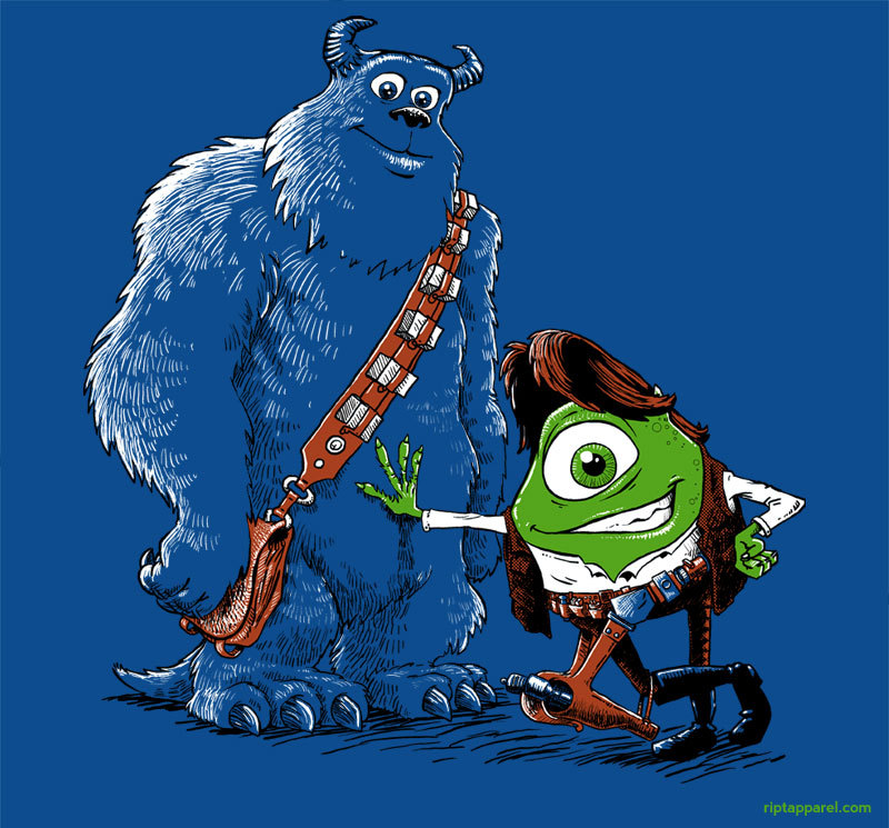 Mike and Sulley get suited up in their Star Wars gear thanks to Bill Allison’s killer shirt design. It is on sale today (6/9) over at RIPT.
Hike n Chulley by Billy Allison (Tumblr) (Facebook) (Twitter)
Via: riptapparel