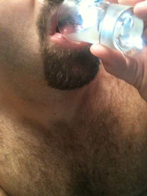 hairygooner:  Throwing back my cum shot #thirsty