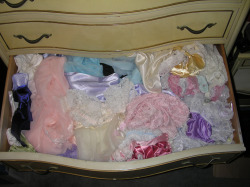 amarriedsissy:  satinpantyboy58:  I love that panty drawer I would love to play in that drawer  These panties would look much cuter on hangers in a panty closet! http://amarriedsissy.blogspot.com/ 