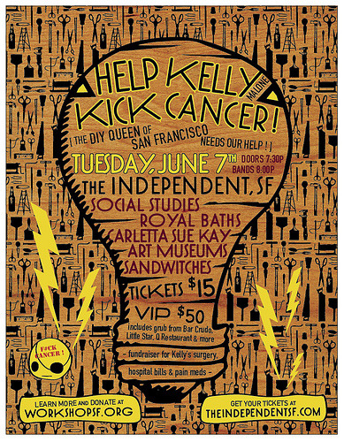 Tonight (6/7): “Kelly Malone vs The ‘C’ Word” - a benefit for The Indie Mart founder w/ Social Studies, Royal Baths, Carletta Sue Kay, Art Museums, and The Sandwitches.
It’s a benefit for Kelly Malone, founder of The Indie Mart – the “nomadic flea...