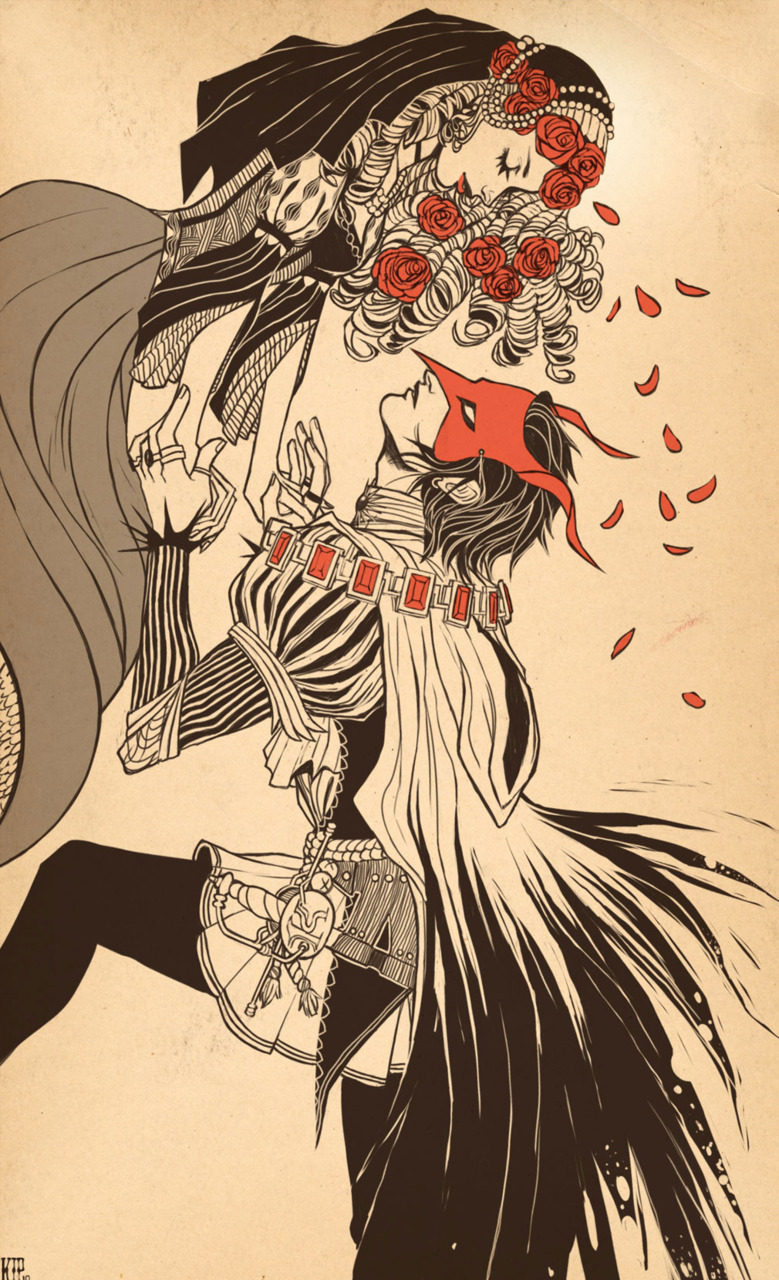melhoneycat:  Masked Stranger and the Rose maiden by Kippery 