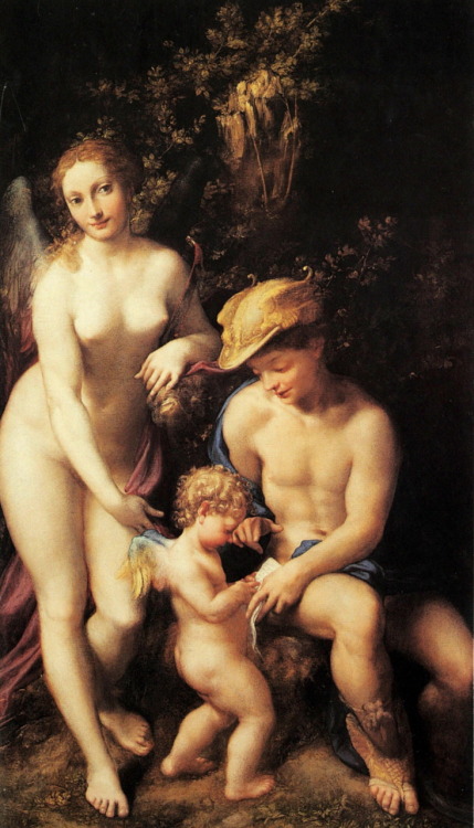 Antonio da Correggio, Venus and Cupid with a Satyr, (1528)