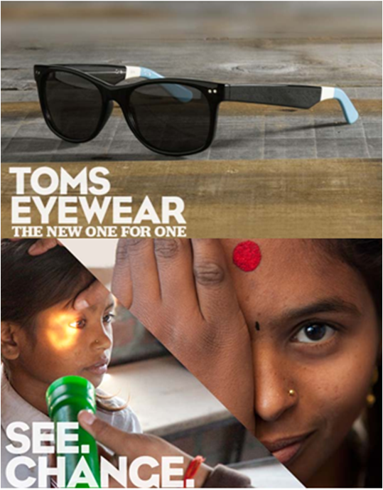 I predict TOMS Eyewear to have even more social success than the shoes campaign. This seems like much stronger positioning - likely to be met with greater support and positive media coverage.
wearethedigitalkids:
“
TOMS introduces TOMS...