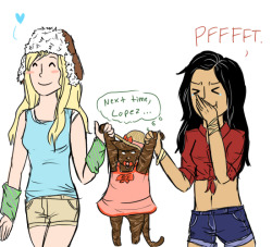 Brittany and Santana talking a walk with &hellip; &ldquo;Lady&rdquo; Tubbington? D: