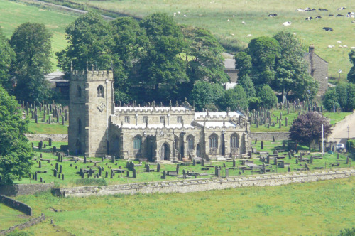Church of St Nicholas, Bradfield, seen from the high ground 1.5km to the south