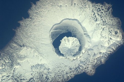 Volcano in Onekotan Island, RussiaPhoto taken from space by European Space Agency Astronaut Paolo Ne