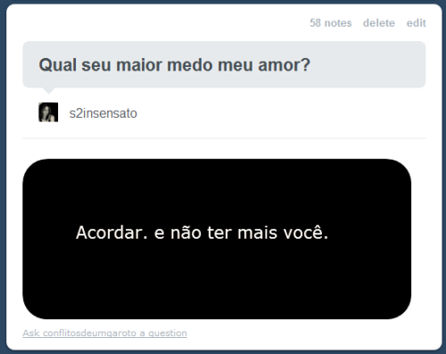 Quantas vezes você já sentiu medo de perder a pessoa amada?  Fábio (CDUG) 