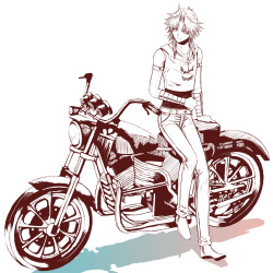 senet:  sleepysheepbabes:  IHDGISGHSIDGHDILGHSDIGHSDIGDSH MOTORCYCLE From bishibooru (both those pics just now were from bishibooru, btw)  MOTORCYCLE. :D Just look as his content grin at it. ;A; 