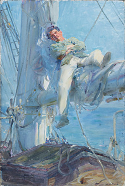 100artistsbook:  Sleeping Sailor by Henry Scott Tuke (1858 - 1929) 