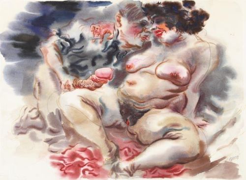 George Grosz. Erotische Szene, 1934. Watercolor and pencil.