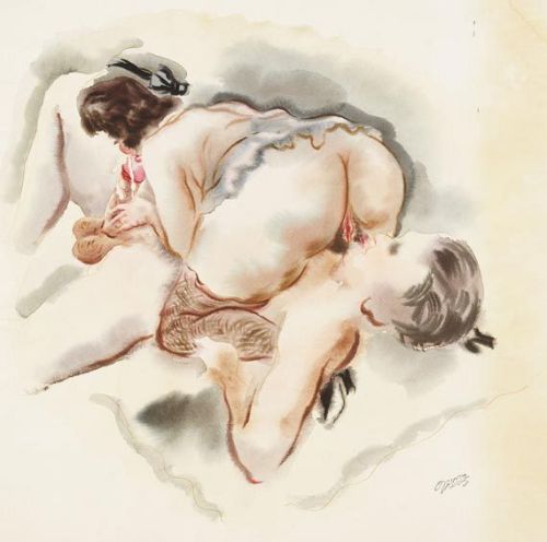 George Grosz. Erotische Szene, 1930. Watercolor and pencil.