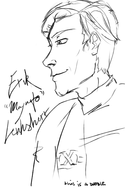 ugly Erik “Magneto” doodle is ugly. Did this in max 2 minutes. I was just terribly bored.