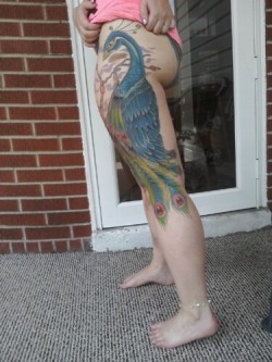 fuckyeahtattoos:  My finished peacock! Thank you to Ben Criswell @ Studio 88 in Finleyville, PA for your 17 hours of dedicated work. 