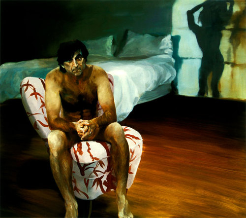 paperimages:  Eric Fischl, The Bed, the Chair, Dancing, Watching, 2000, o/l 