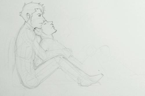 XXX drawing while replanning the Dean/Cas semi-au photo