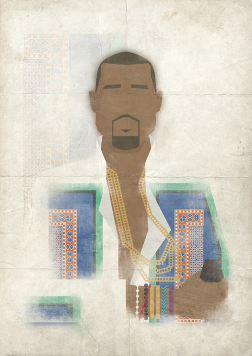  Kanye West at Coachella. Illustration by Mr. Burt Illustrator for High Snobiety 