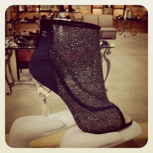 snapette:STUNNING Chanel Encrusted Booties with Lucite Heel(Taken with Snapette at Saks Fifth Avenue