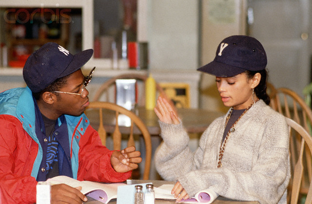  Lisa Bonet and Kadeem Hardison read a scene together on the set of their show A