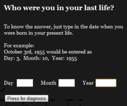 chyannenora:  jesseisdope:  creepinmode:  chelsiesparks:  dumbassgenius:  hoplesslydocwhoobsessed:  aliviajoelynn:  Reblog, go to your tumblr, click the picture, and find out who you were in your past life. ;)   That’s fucking creepy.  its weird and