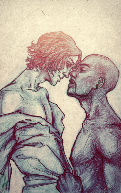 ladykatiekay:  This gorgeous fanart of Reid/Morgan is by annayuma . 