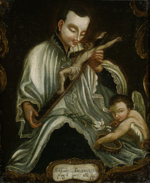 missfolly:  Saint Aloysius Gonzaga with the Crucifix, by anonymous Italian painter, ca. 1790  