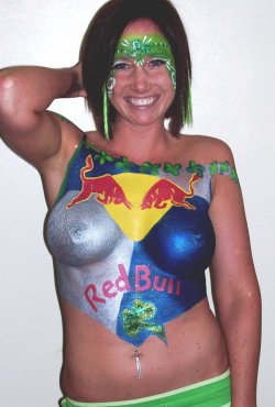 paintedgirls:  Red Bull promotional body paint 