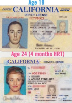 fyandrogyny:  I finally got my new driver’s license! Here’s a fun comparison with my ID from 5 years ago :D (Submitted by transgenderexpress) Congrats!  Whoo!