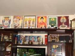 Aunts house.  Buddhas, and pictures of Grandpa