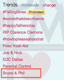 omg-brunomars:  And we did it again! Bruno &amp; Phil is trending Worldwide! :’) 