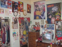 weaboostories:  weebaroom  this is a pic of a friend of a friend’s room.Submitted by Anonymous   What&rsquo;s the big deal? Is it because its covered in Naruto? If that were covered in Hetalia, or HS, or P&amp;S, or T&amp;B, I bet some of you guys