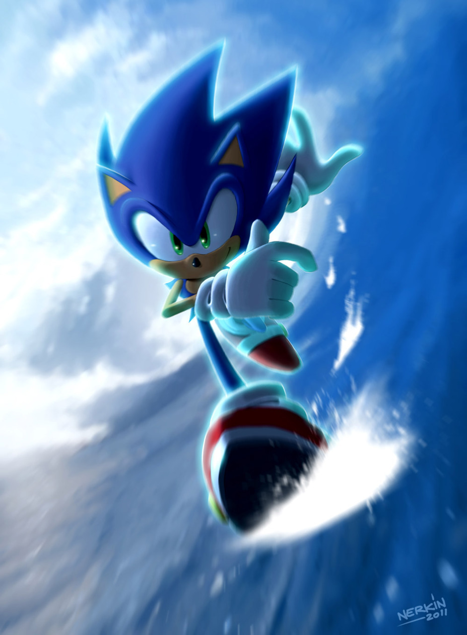 Sonic doesn’t need a surfboard to rock the waves in Jesus Campos Jimenez’s new Sonic the Hedgehog fan art illustration.
Related Rampage: The Creation of Metal Sonic
In the Wave by Jesus Campos Jimenez / Nerkin