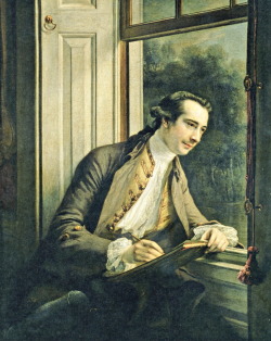 19th-century:  Paul Sanby (1731 – 9 November 1809) depicted sketching from a window in his house in Bayswater, by his fellow artist, Francis Cotes. 