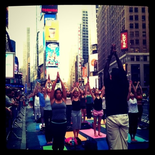 Yoga in the least zen place I know. (Taken with instagram)