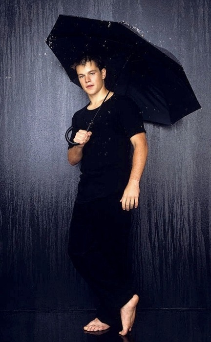 The rain never falls on Matt Damon!